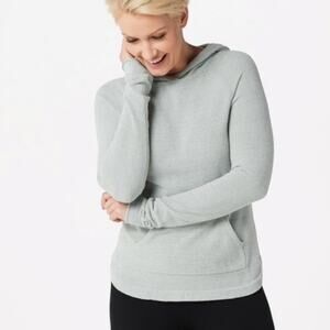 Barefoot Dreams cozychic ultra lite pullover hoodie top mint green XL